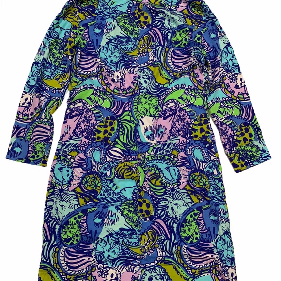 Lilly Pulitzer V neck dress M cats - Picture 6 of 8